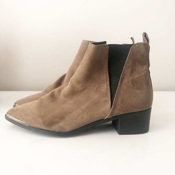 Atmosphere Womens Size 6 Brown Suede Pointed Toe Slip-On Chelsea Boots Booties - Picture 5 of 8